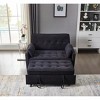 TiramisuBest 55" Velvet Foldable Sofa Bed with Adjustable Backrest and USB Port, 2-Seat Convertible Sleeper Couch with Pillows, Gray - 3 of 4