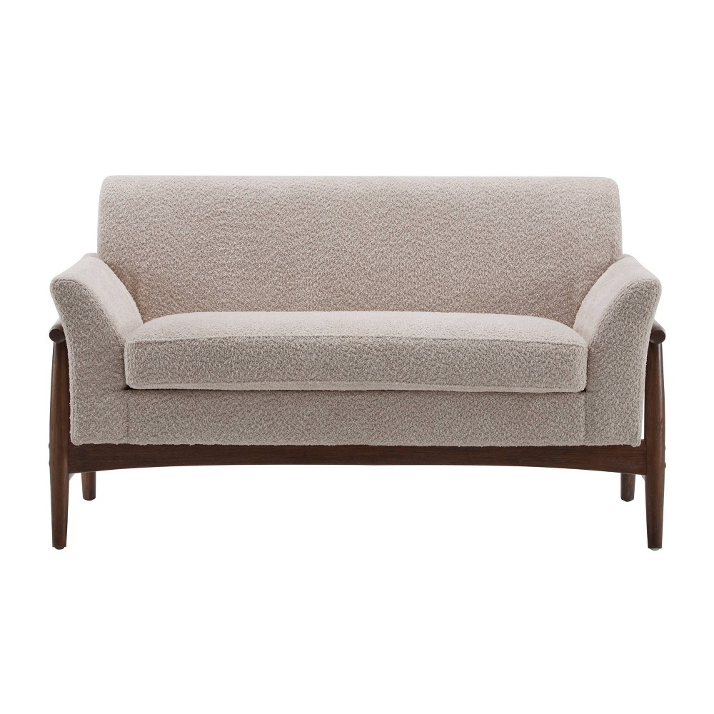 Christopher Knight Home Emma Modern 57.5" Elm Wood Frame Upholstered Loveseat Almond
