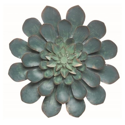 Transpac Metal 9 in. Green Spring Cactus Flower Wall Decor