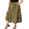 Agnes Orinda Women's Plus Size Stretchy High Waist Layered Flowy Pocket Casual Floral Maxi A Line Skirts - 2 of 4