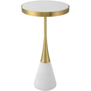Uttermost Apex 12 1/2"W Matte White Brushed Brass Round Accent Table - 1 of 1