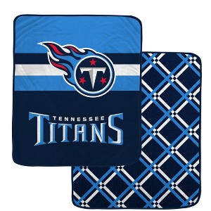 NFL Tennessee Titans Center Logo Half Stripe Diamond Faux Shearling Blanket - 1 of 1