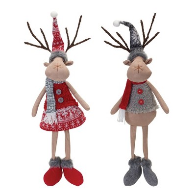 Melrose Plush Winter Deer Shelf Sitter (Set of 2)