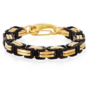 Crucible Men's Byzantine Chain Black/Gold Plated Stainless Steel Bracelet (11mm Wide) - 1 of 3