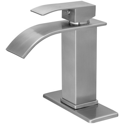 BWE Waterfall Single Handle Single Hole Low-Arc Bath Faucet Bathroom Drip-Free Vanity Sink Faucet