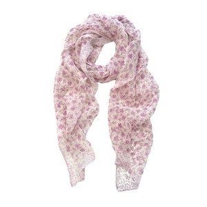 Wrapables Lightweight Sheer Silky Feeling Georgette Scarf, Florets on Lavender - 1 of 4