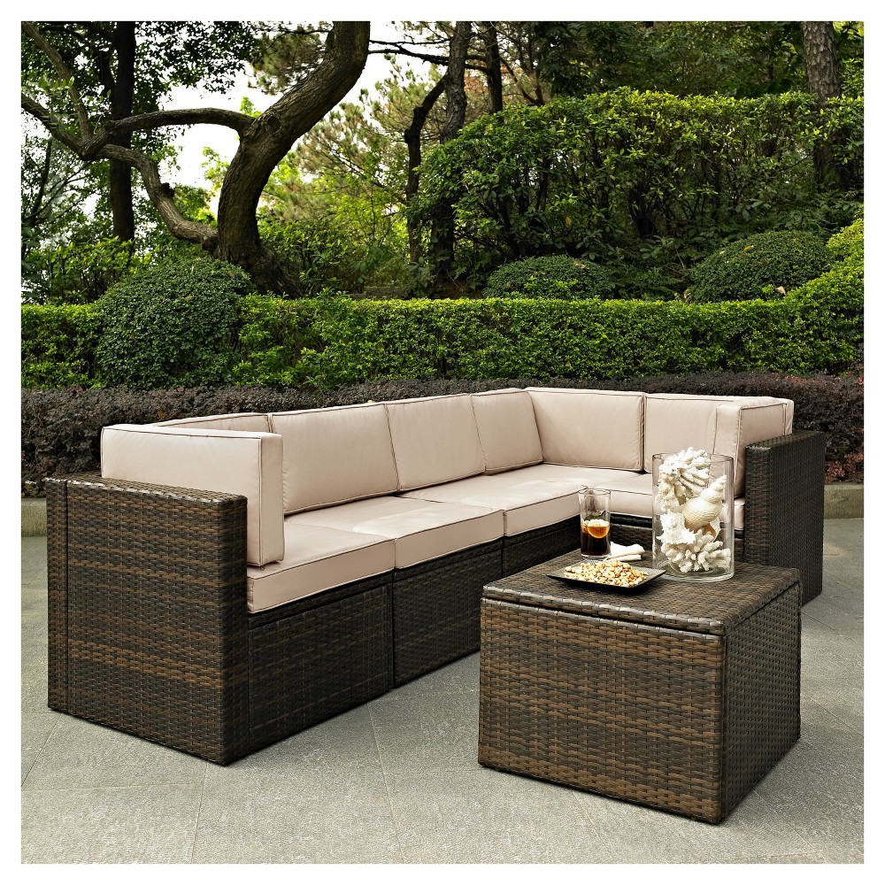 Photos - Garden Furniture Crosley Palm Harbor 6pc All-Weather Wicker Patio Seating Set - Sand  