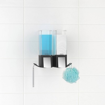 CLEVER Black Double Shower Dispenser with Hooks