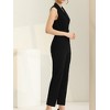 Allegra K Women's Sleeveless One Button Closure Wide Leg Jumpsuits with Belt - 2 of 4
