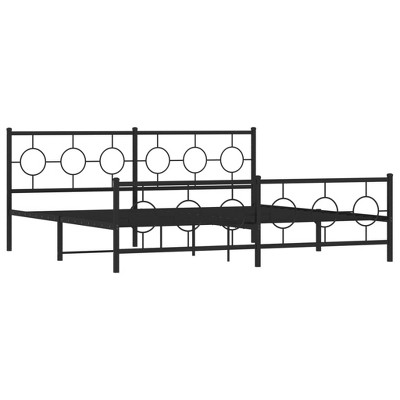 vidaXL King Metal Bed Frame with Headboard/Footboard-Black Industrial Steel Bedstead