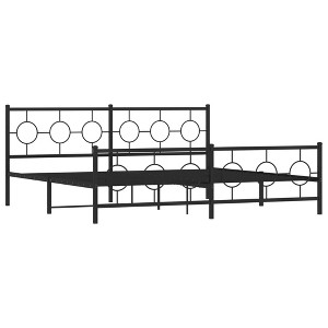 vidaXL King Metal Bed Frame with Headboard/Footboard-Black Industrial Steel Bedstead - 1 of 4