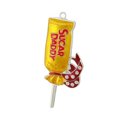 Northlight 3.75" Yellow and Red "Sugar Daddy" Candy Logo with European Crystals Christmas Ornament