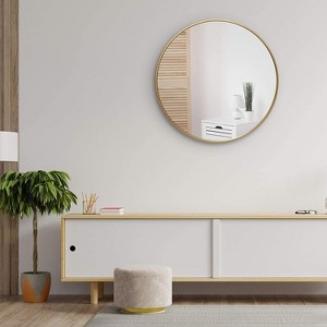 Modern Round Gold Metal Bathroom Vanity Mirror – Wall Mounted - 1 of 4
