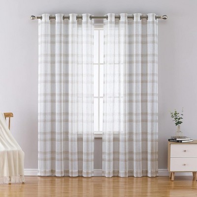 Buffalo Plaid Grommet Semi Sheer Curtains Living Room Bedroom Curtains ...