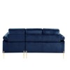 TiramisuBest Grey Velvet L-Shaped Sofa, Mid-Century Glam Corner Couch with Removable Cushions & Brass Legs - 4 of 4