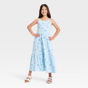 Girls' Butterfly Printed Maxi Dress - Cat & Jack Blue XXL