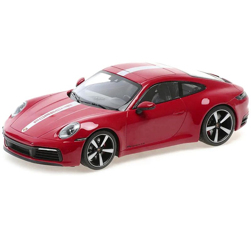 2019 Porsche 911 Carrera 4S Carmine Red with Silver Stripe Limited Edition to 600 pieces 1/18 Diecast Model Car by Minichamps, 2 of 4