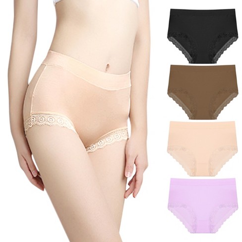 Agnes Orinda Women's Plus Size Panties Underwear Lace Breathable Mid Waist  Stretch Briefs Nude 1x : Target