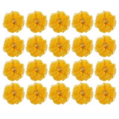 Unique Bargains Artificial Rhinestone Chiffon Flower Heads 20 Pcs