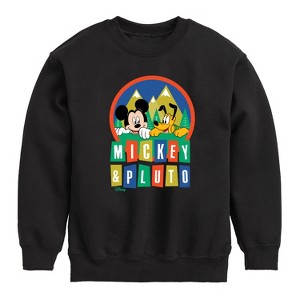 Boys' - Disney - Mickey And Pluto Graphic Long Sleeve Fleece Sweatshirt - 1 of 4