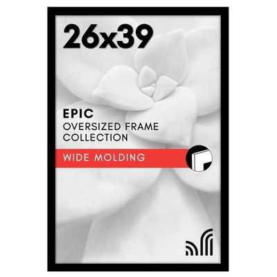 Americanflat 26x39 Poster Frame with Polished Plexiglass - Black Picture Frame - Wide Photo Frame for Vertical or Horizontal Wall Display - Black