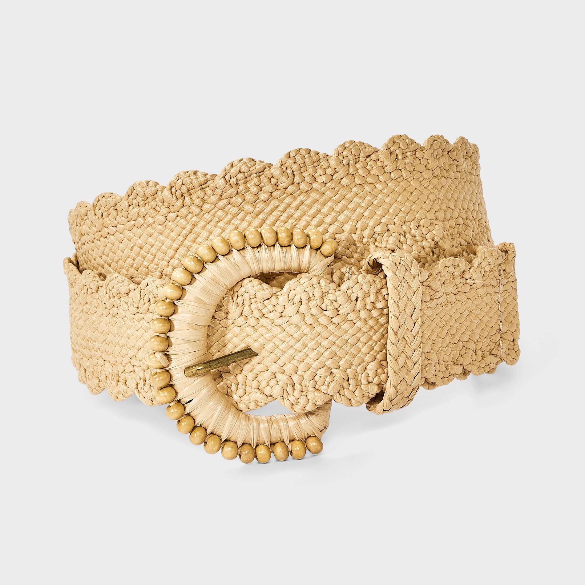 Straw Scallop Edge Belt - Universal Thread™ Cream