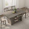 Counter Height Dining Table for 4-6, Farmhouse Wood Dining Table with 2 Drawer Deep Wine Rack, Kitchen Island with 3 Shelves - 2 of 4