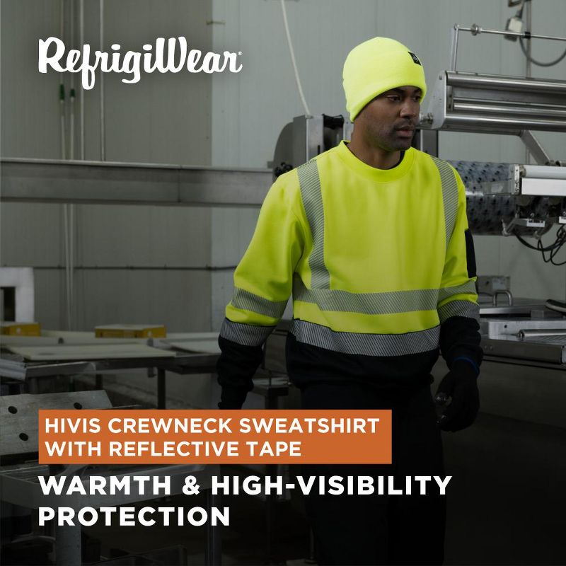 RefrigiWear Men’s Hi Vis Fleece Crewneck Sweatshirt with Reflective Tape, 3 of 8