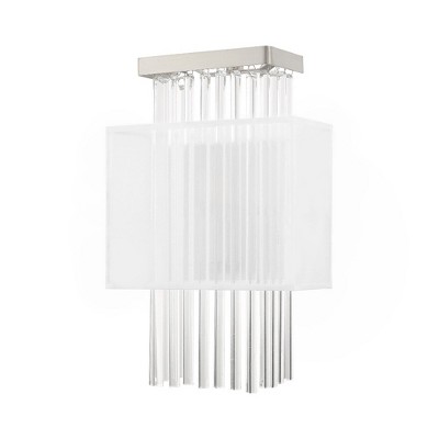 Brushed Nickel Dimmable Sconce with Crystal Rods