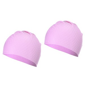 Unique Bargains Silicone Waterproof Non-Slip Bubble Textured Adult Swim Caps 2 Pcs - 1 of 4
