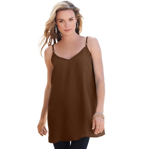 Roaman's Women's Plus Size Bra Cami With Adjustable Straps, S - Chocolate :  Target