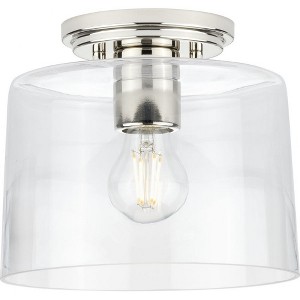 Progress Lighting, Adley Collection, 1-Light Flush Mount, Polished Nickel, Clear Glass Shade - 1 of 1