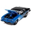 1974 Pontiac GTO Black and Blue with Blue Flame Graphics with White Interior 1/64 Diecast Model Cars by Johnny Lightning - 3 of 4