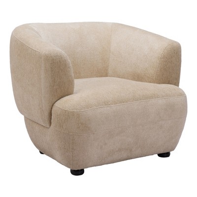 HomeRoots 39" Beige And Black Faux Shearling And Upholstered Arm Chair