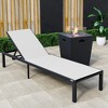 LeisureMod Marlin Modern Outdoor Patio Chaise Lounge Chair in Black Aluminum Frame with Square Fire Pit Side Table - 2 of 4