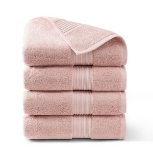 TOWN & COUNTRY EVERYDAY 4-Piece Solid Dobby Border Bath Towel Set - 1 of 4
