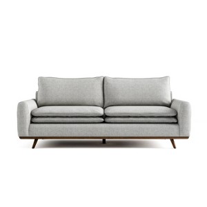 HOMES: Inside + Out Gubera 82" Mid-Century Sofa Cotton Linen Blend Upholstery with Feather Blend Cushions Dark Brown/Light Gray - 1 of 4