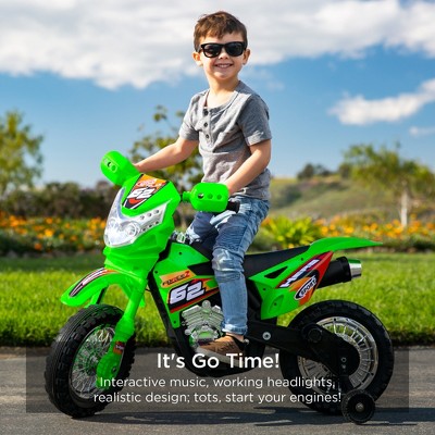 Green 6V Kids Ride-On Motorcycle with Training Wheels