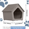 NAYSAYE Dog House Cat House Indoor Outdoor Weather-Resistant Resin Pet Shelter for Patio, Porch, Living Room Feral Cat Dog, Brown, 23.43"*22.64"*22.8" - 3 of 4