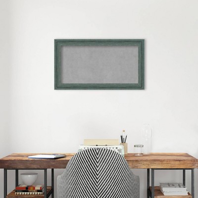 27"x15" Teal Gray Wood Framed Magnetic Board