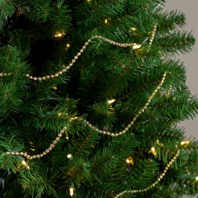 Gold and Natural Wood Bead Christmas Garland