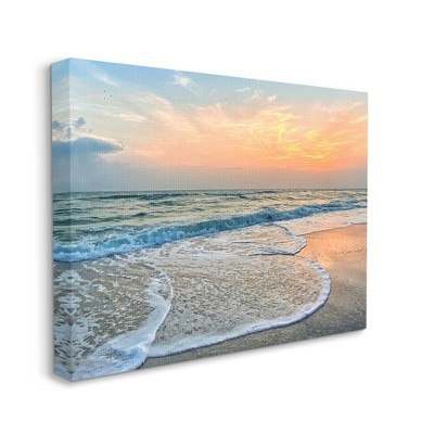 Sunset Beach Waves Landscape Canvas Print Wall Art