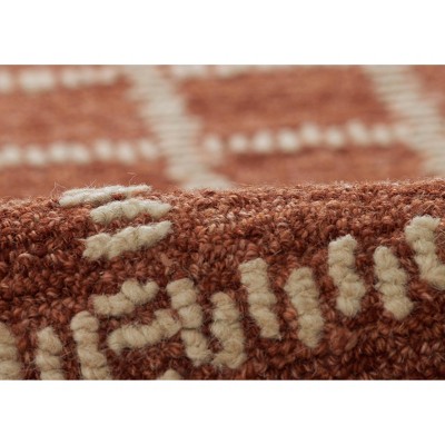 Rust and Beige Geometric Hand-Tufted Wool Rug, 5' x 8'