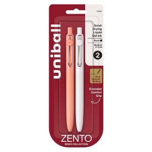 Zento uniball 2pk Gel Pen 0.7mm Medium Point Black Ink Boho Barrel: Retractable Quick Drying Rollerball Stationery - 1 of 4