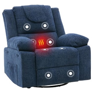 Rocking Nursery Glider Recliner Chair,360¡ã Swivel Rock Recliner Chairs Single Sofa with Vibration Massage and Heating - 1 of 1
