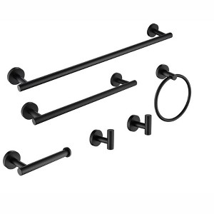 OUTSUPPLY 6-Piece Stainless Steel Bathroom Set, Wall Mount Towel Rack & Hooks, Rustproof Bath Accessories - 1 of 4