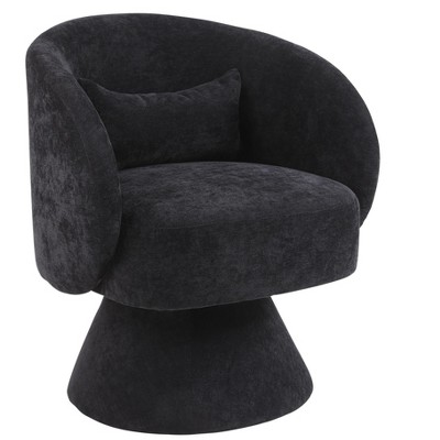 NicBex Faux Fur Fabric Swivel Accent Chair,Upholstered Swivel Living Room Chairs with Barrel-Curved Backrest,Accent Chairs for Living Room