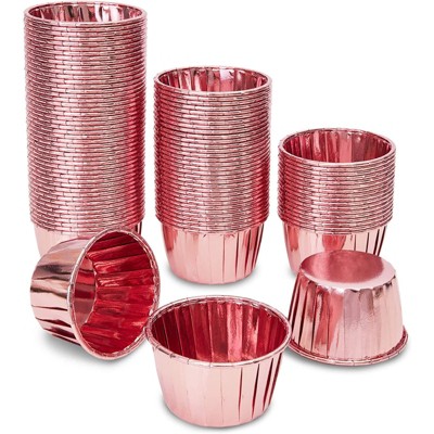 Sparkle and Bash 100 Pack Rose Gold Cupcake Liners, Muffin Wrappers, Foil Baking Cups (2.75 x 1.5 In)