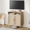 36" Modern Rattan Sideboard Cabinet - 2-Door Storage Buffet with Shelf, Boho TV Stand & Coffee Bar for Dining Room, Kitchen & Entryway - 2 of 4