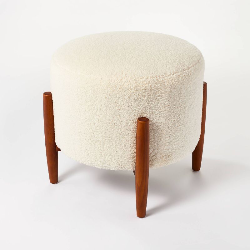 Elroy Round Velvet Ottoman with Wooden Legs - Threshold™ designed with Studio McGee, 4 of 12